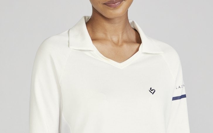 women's white long sleeve cricket top